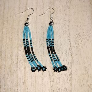 Beaded long earrings